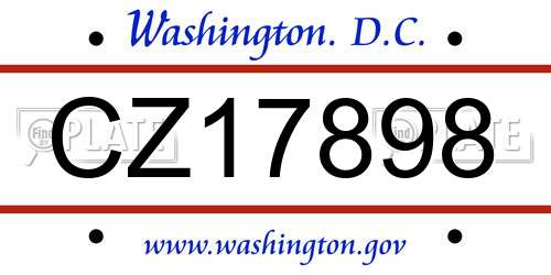 CZ17898 District Of Columbia License Plate