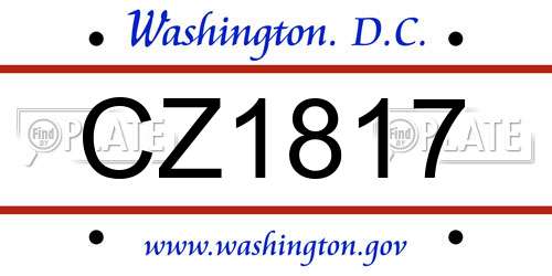 CZ1817 District Of Columbia License Plate