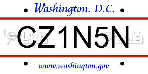CZ1N5N District Of Columbia License Plate