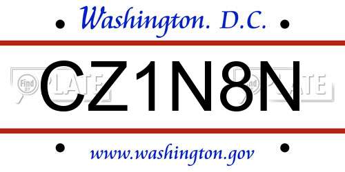 CZ1N8N District Of Columbia License Plate