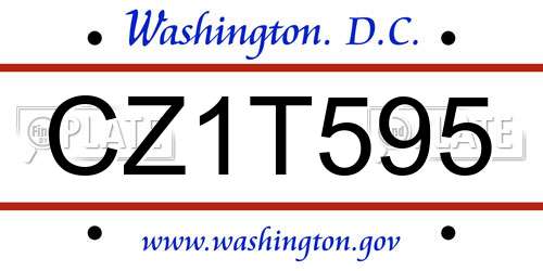 CZ1T595 District Of Columbia License Plate