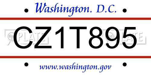 CZ1T895 District Of Columbia License Plate