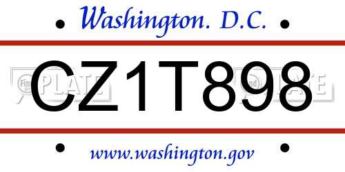 CZ1T898 District Of Columbia License Plate