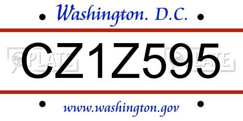 CZ1Z595 District Of Columbia License Plate
