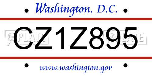 CZ1Z895 District Of Columbia License Plate