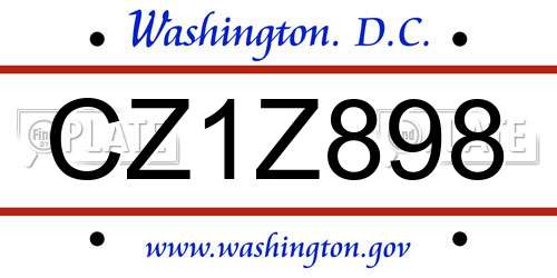 CZ1Z898 District Of Columbia License Plate