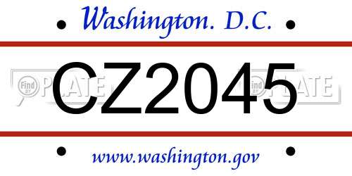 CZ2045 District Of Columbia License Plate