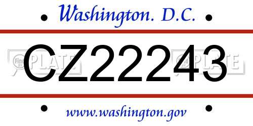 CZ22243 District Of Columbia License Plate