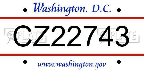 CZ22743 District Of Columbia License Plate
