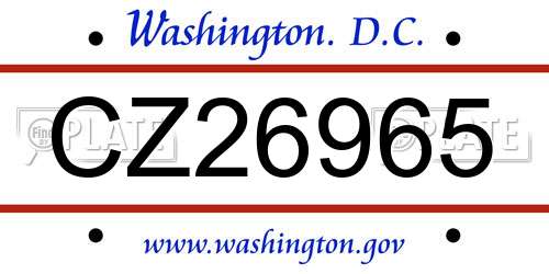 CZ26965 District Of Columbia License Plate