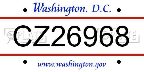 CZ26968 District Of Columbia License Plate