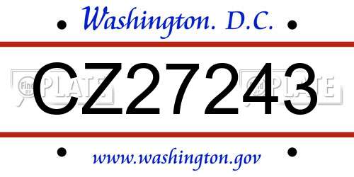 CZ27243 District Of Columbia License Plate