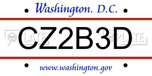 CZ2B3D District Of Columbia License Plate