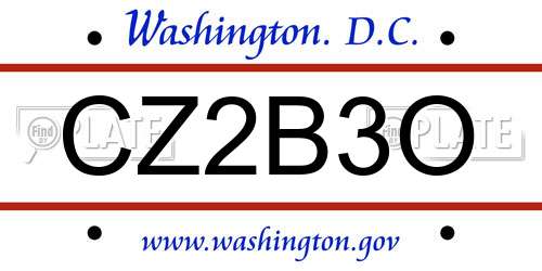 CZ2B3O District Of Columbia License Plate