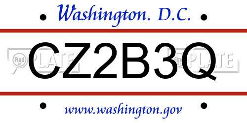 CZ2B3Q District Of Columbia License Plate