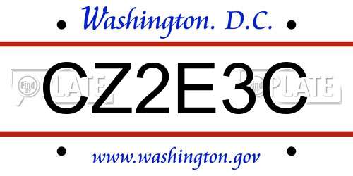 CZ2E3C District Of Columbia License Plate