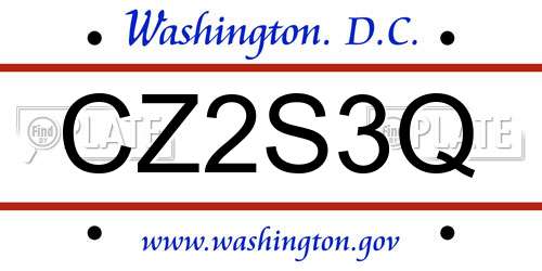 CZ2S3Q District Of Columbia License Plate