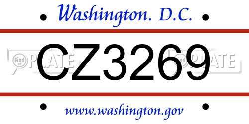 CZ3269 District Of Columbia License Plate