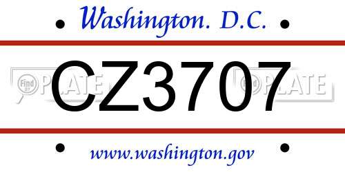 CZ3707 District Of Columbia License Plate