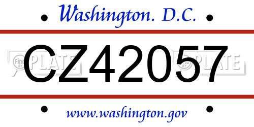 CZ42057 District Of Columbia License Plate