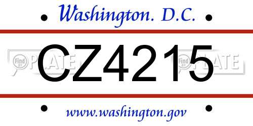 CZ4215 District Of Columbia License Plate