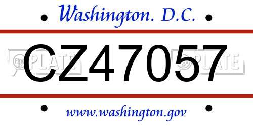 CZ47057 District Of Columbia License Plate
