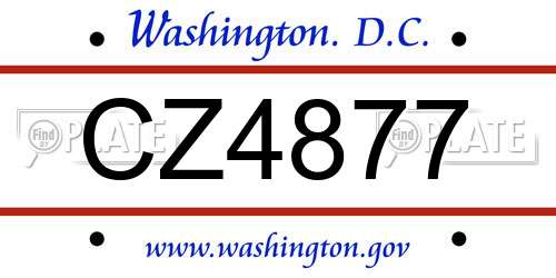 CZ4877 District Of Columbia License Plate