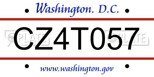 CZ4T057 District Of Columbia License Plate