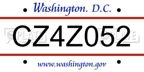 CZ4Z052 District Of Columbia License Plate