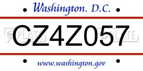CZ4Z057 District Of Columbia License Plate
