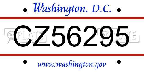 CZ56295 District Of Columbia License Plate
