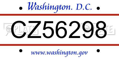 CZ56298 District Of Columbia License Plate