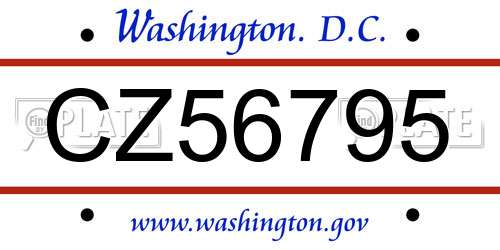 CZ56795 District Of Columbia License Plate