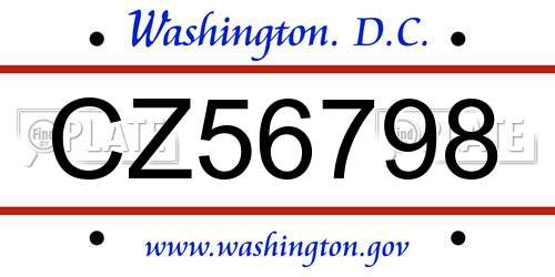 CZ56798 District Of Columbia License Plate