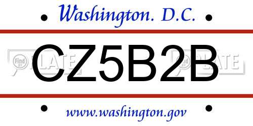 CZ5B2B District Of Columbia License Plate