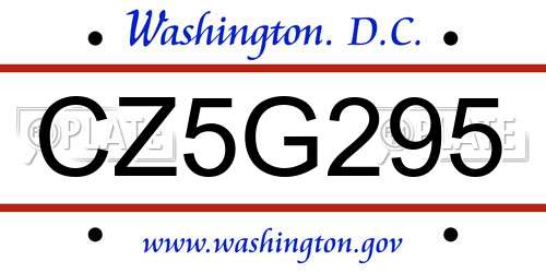 CZ5G295 District Of Columbia License Plate