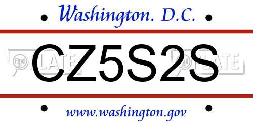 CZ5S2S District Of Columbia License Plate