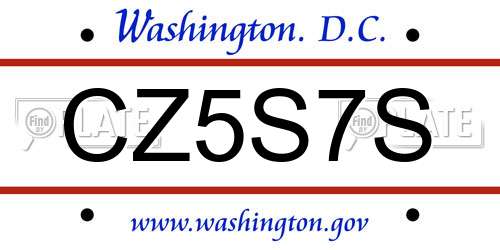 CZ5S7S District Of Columbia License Plate