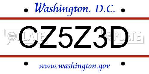 CZ5Z3D District Of Columbia License Plate