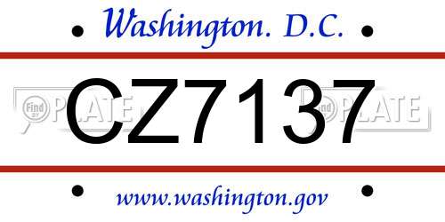CZ7137 District Of Columbia License Plate