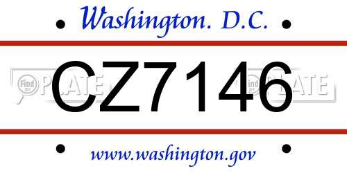 CZ7146 District Of Columbia License Plate