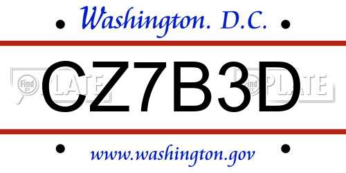 CZ7B3D District Of Columbia License Plate