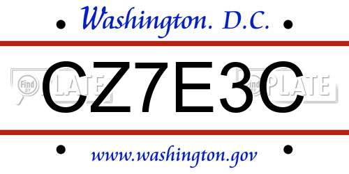 CZ7E3C District Of Columbia License Plate