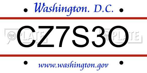 CZ7S3O District Of Columbia License Plate