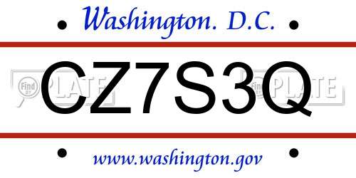 CZ7S3Q District Of Columbia License Plate