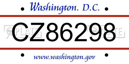 CZ86298 District Of Columbia License Plate