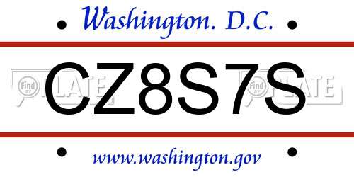 CZ8S7S District Of Columbia License Plate