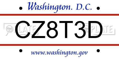 CZ8T3D District Of Columbia License Plate