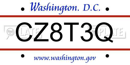 CZ8T3Q District Of Columbia License Plate