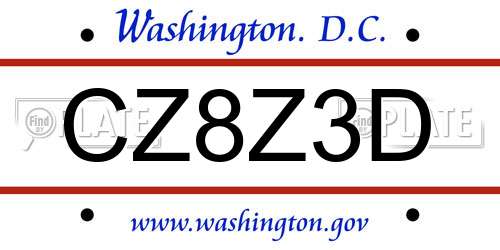CZ8Z3D District Of Columbia License Plate